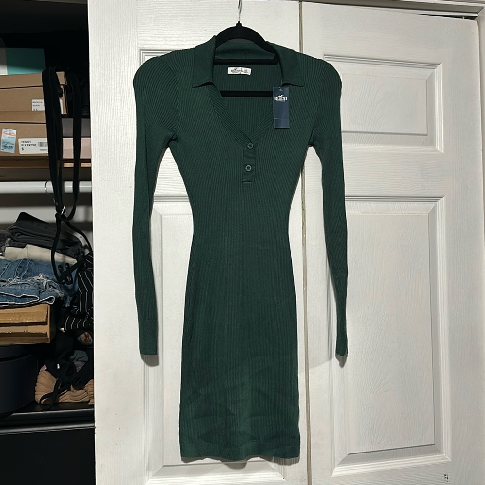 Long Sleeve Green Mini Dress